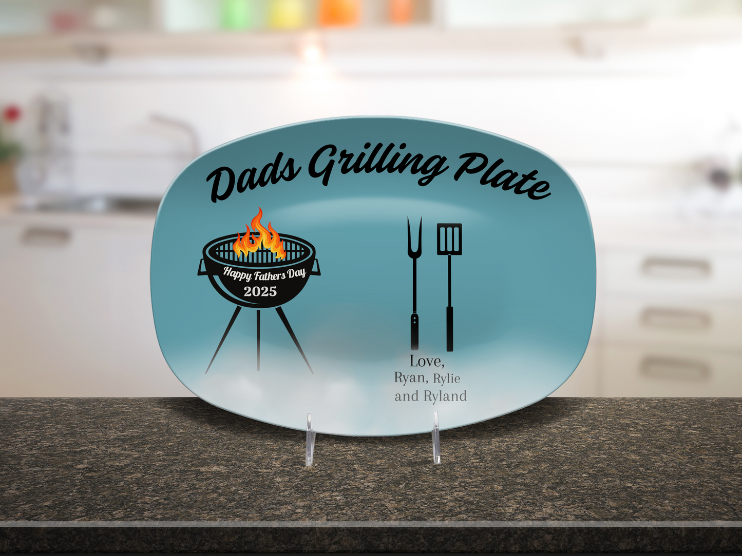 Personalized Daddy's Grilling Plate |Fathers Day Gift From Kids|Grill Gifts|