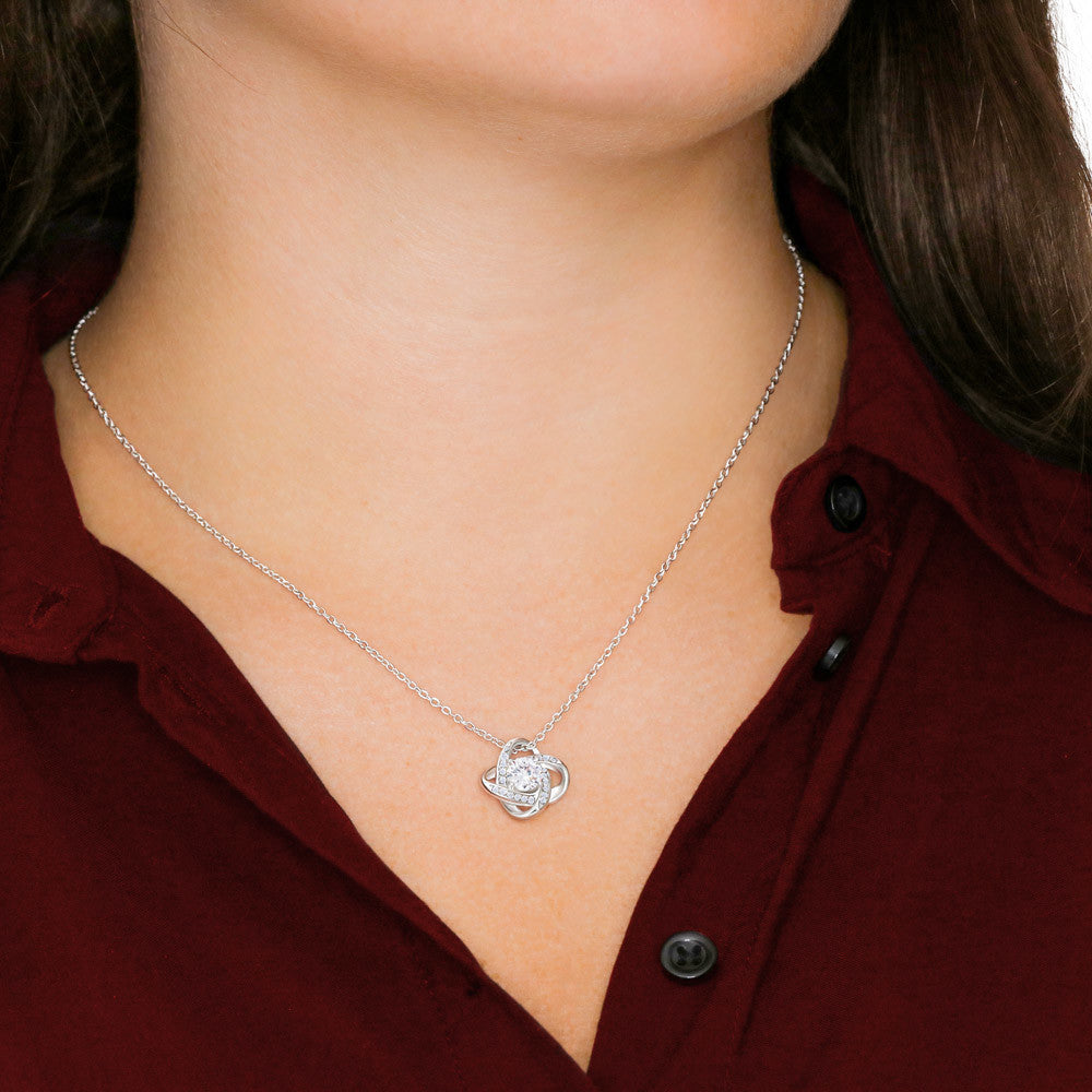 To My Beautiful Daughter Love Knot Necklace | Father Daughter Gift from Dad | "I'll Always Be Your Protector" Message Card