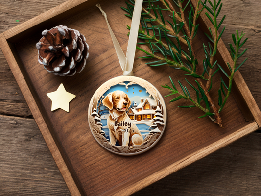 Personalized Ceramic Dog Ornament - Custom Christmas Gift