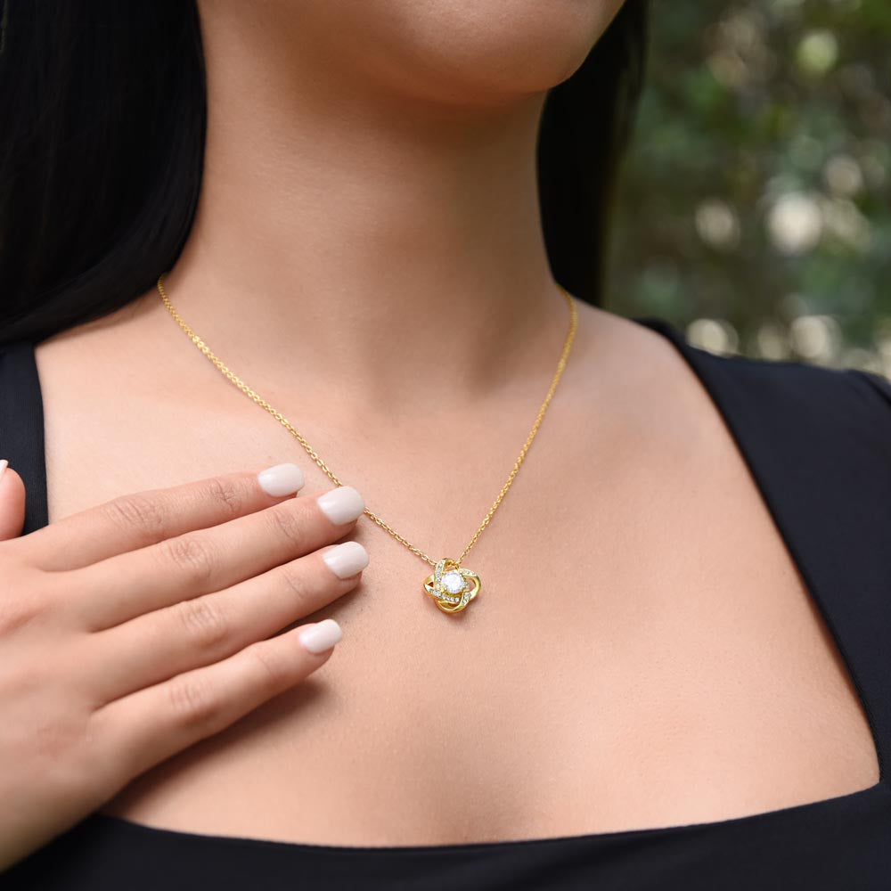 To My Beautiful Daughter Love Knot Necklace | Father Daughter Gift from Dad | "I'll Always Be Your Protector" Message Card