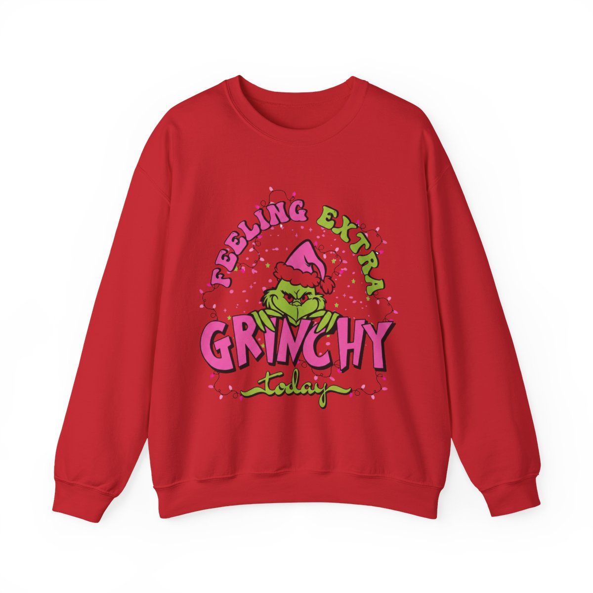 Gray sweatshirt with Grinch graphic