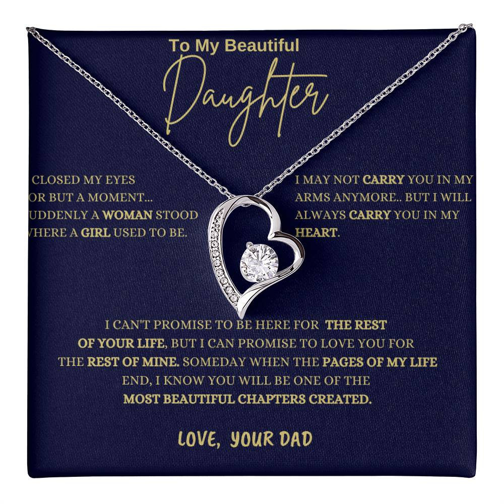 To My Daughter Forever Love Necklace with  Message Card