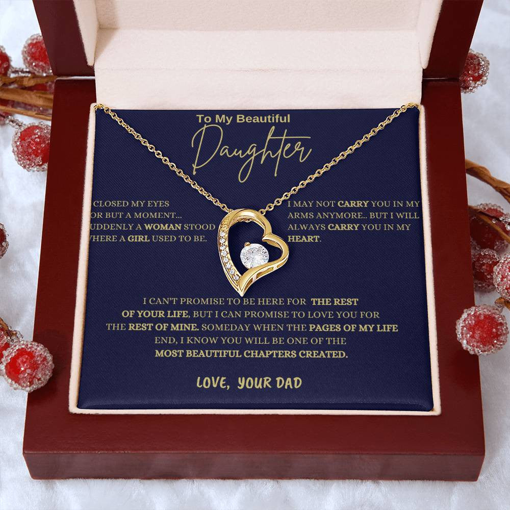 To My Daughter Forever Love Necklace with  Message Card