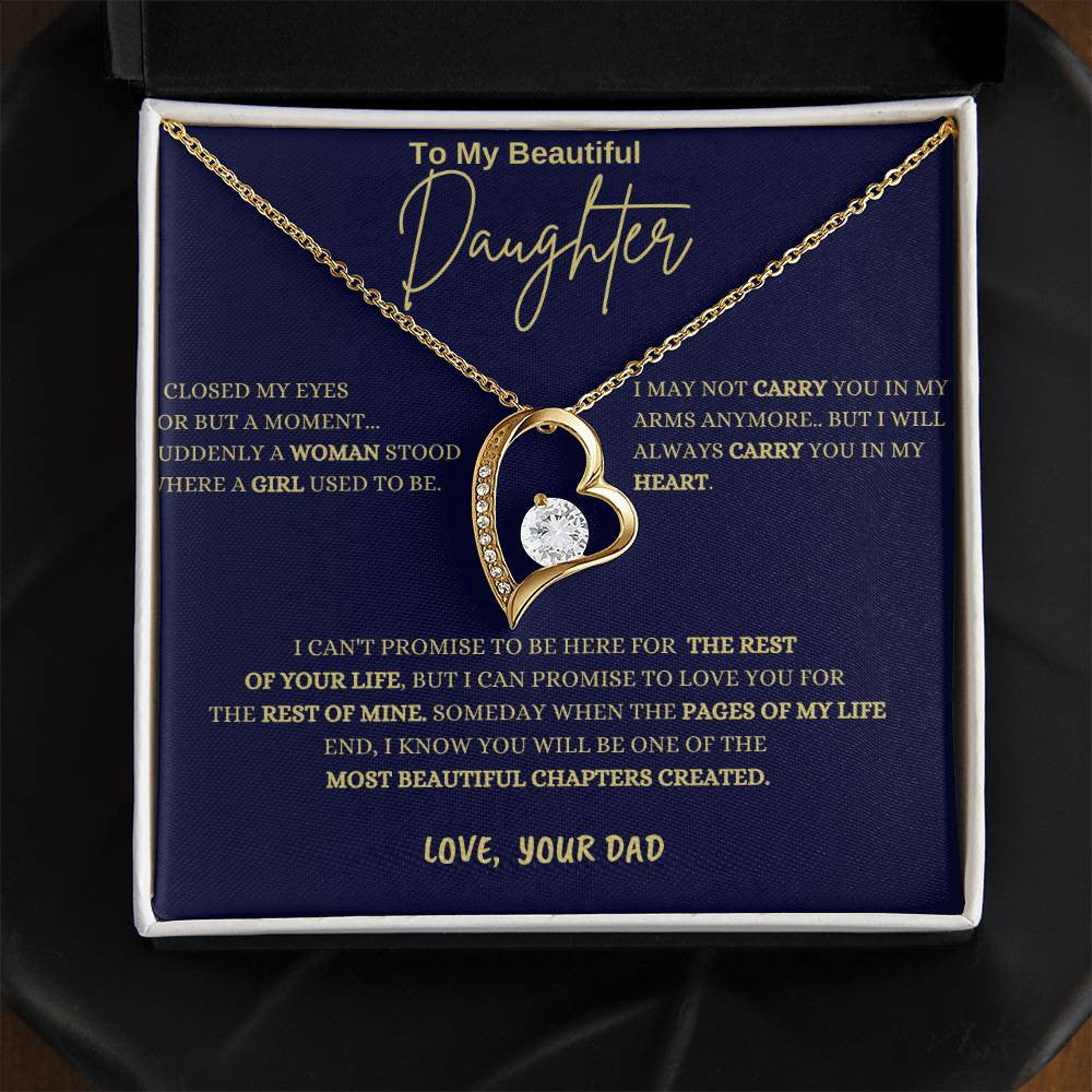 To My Daughter Forever Love Necklace with  Message Card