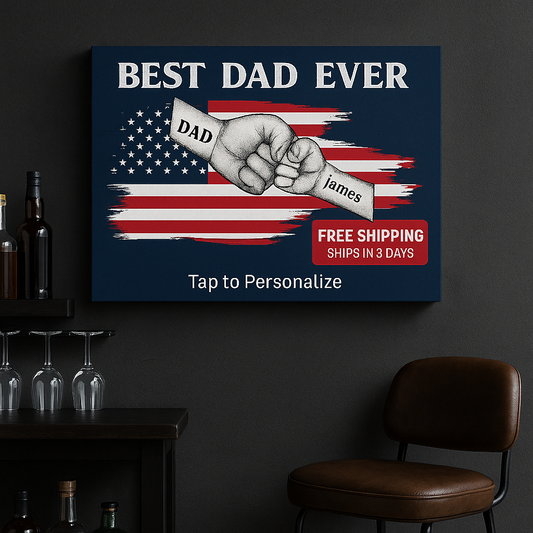 "Best Dad Ever Fist- Bump Canvas"|Personalized wall art. 🔥 Limited Father’s Day Sale – 30 % OFF + FREE US Shipping