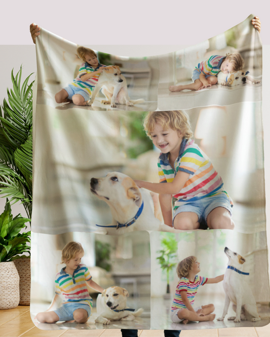 Custom Photo Collage[ Premium Sherpa Blanket] Personalized