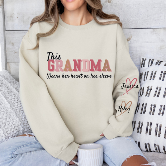 Personalized Grandma Sweatshirt -Names on sleeve