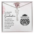 To a Beautiful Girl on Her Graduation Card, Class of 2026 Graduation Greeting Card, Proud Message Card for Daughter Granddaughter Niece, Pink Floral Cap