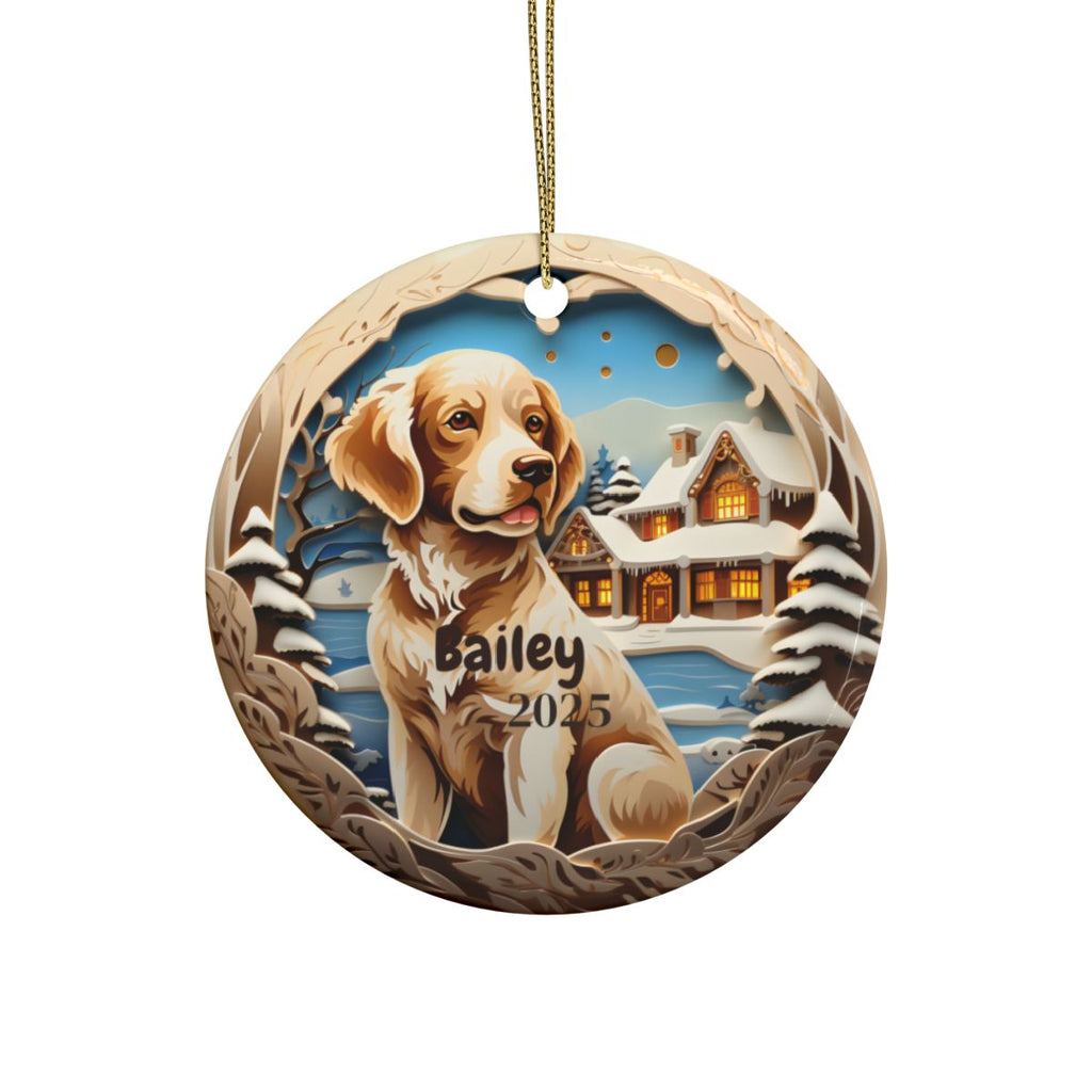 Personalized Ceramic Dog Ornament - Custom Christmas Gift