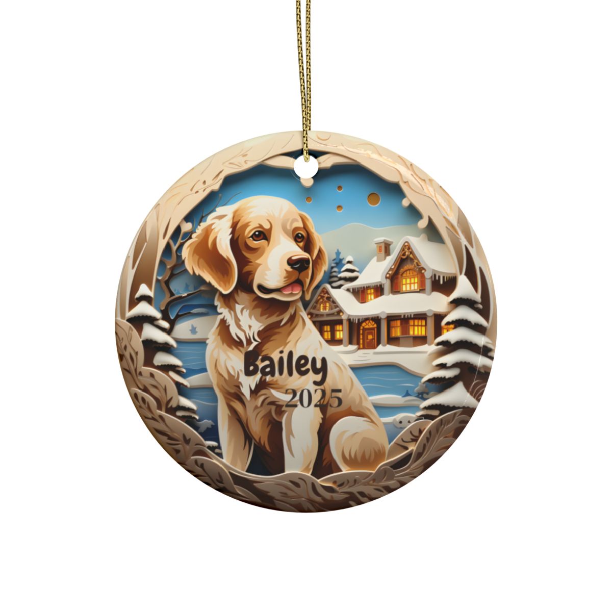 Personalized Ceramic Dog Ornament - Custom Christmas Gift