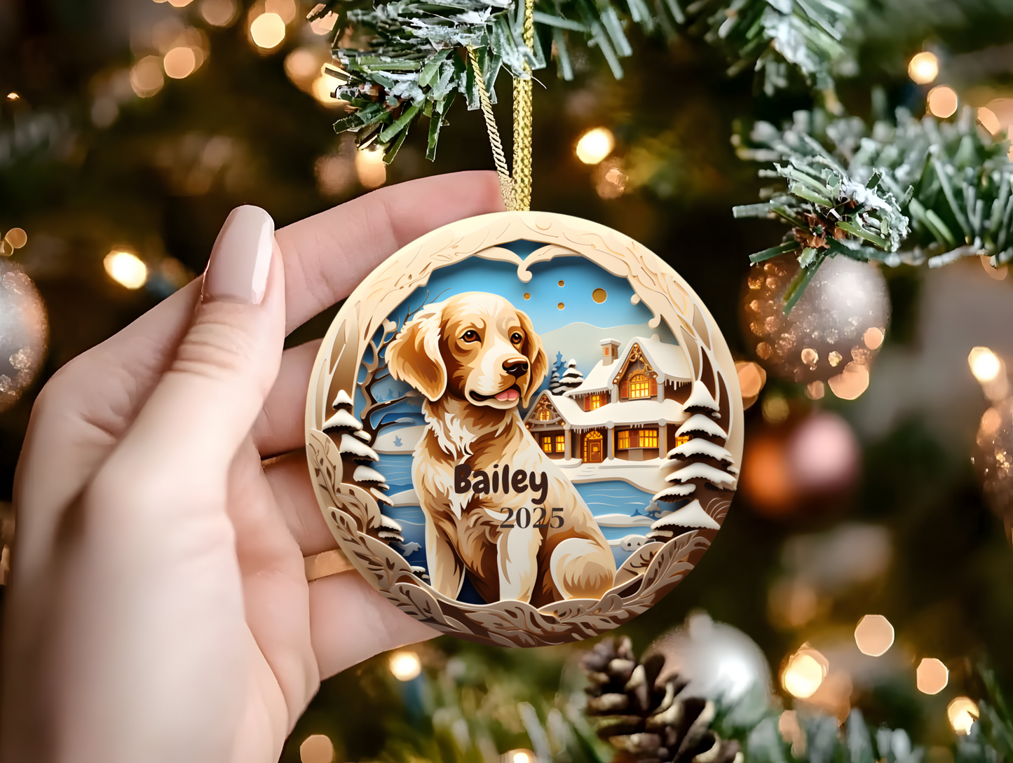 Personalized Ceramic Dog Ornament - Custom Christmas Gift