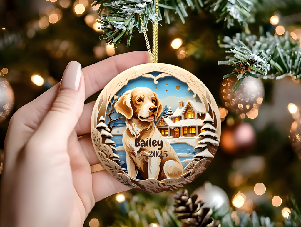 Personalized Ceramic Dog Ornament - Custom Christmas Gift