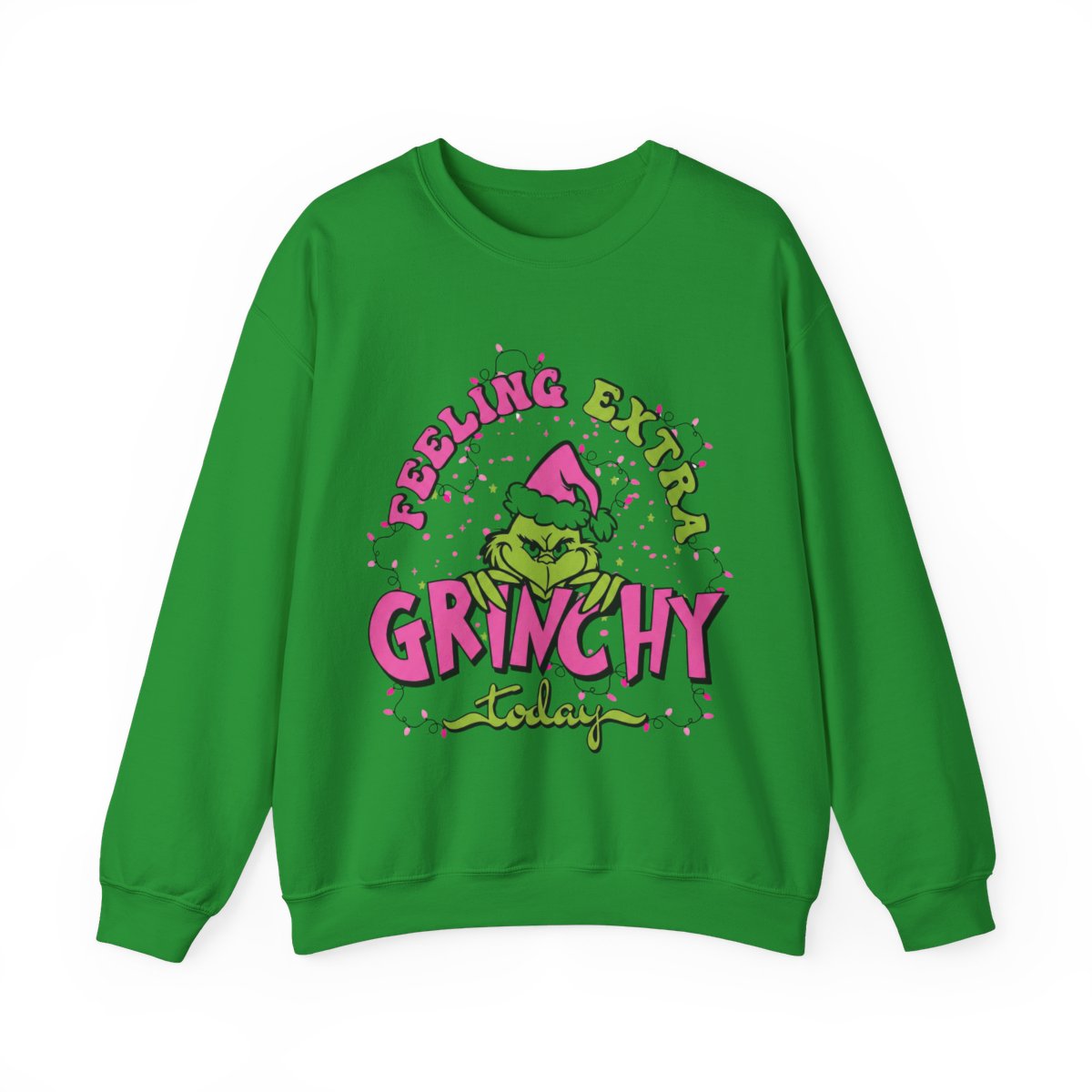 Gray sweatshirt with Grinch graphic