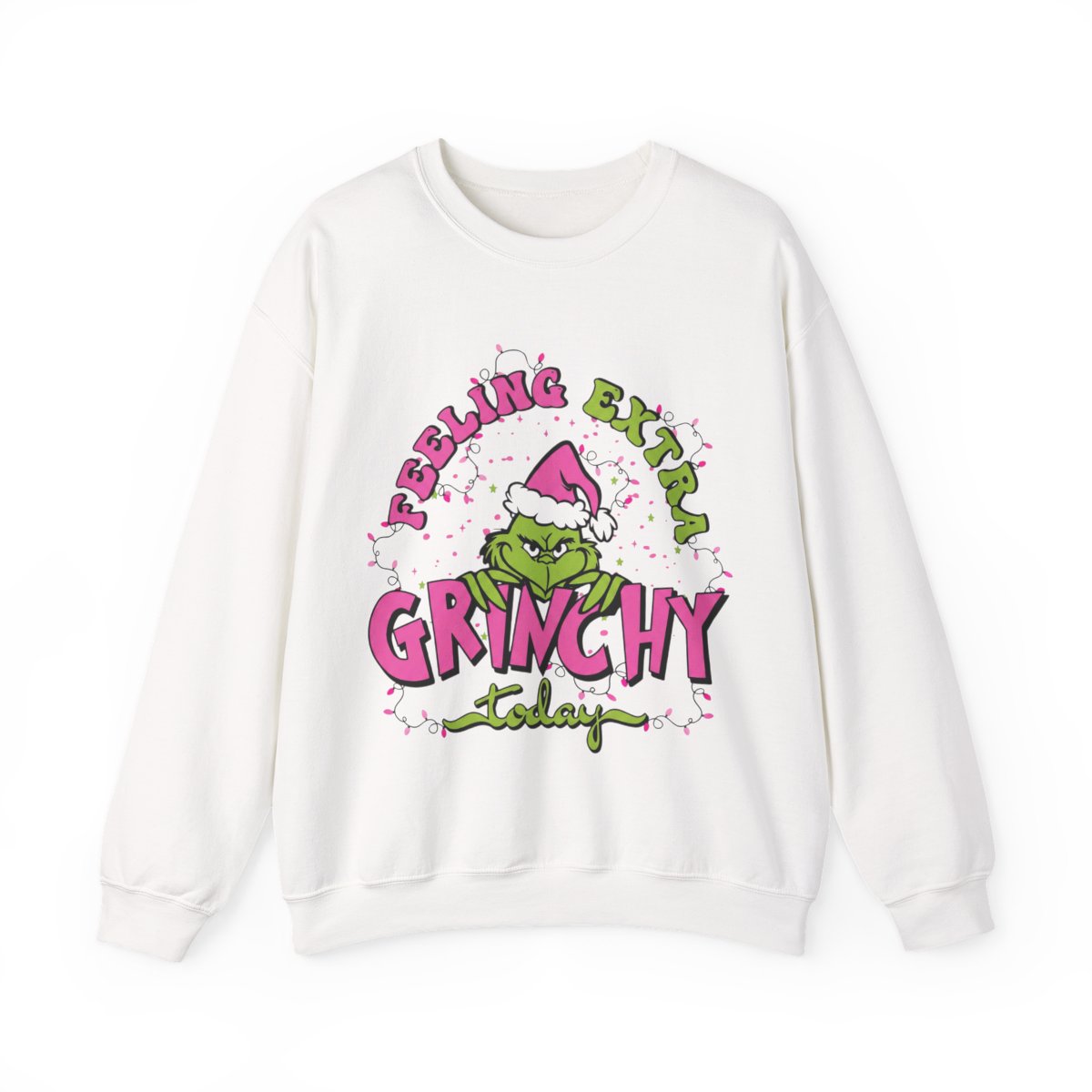 Gray sweatshirt with Grinch graphic